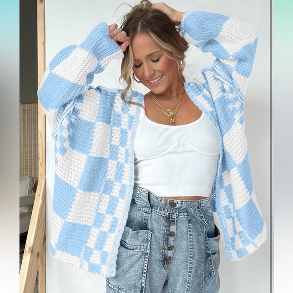 Checkered cardigan Sweater - Picture 7 of 8